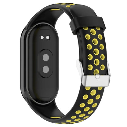 For Xiaomi Smart Band 8 Watch Straps Dual-Colors Silicone Band with Stainless Steel Connector
