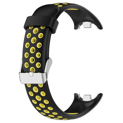For Xiaomi Smart Band 8 Watch Straps Dual-Colors Silicone Band with Stainless Steel Connector