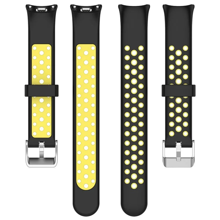 For Xiaomi Smart Band 8 Watch Straps Dual-Colors Silicone Band with Stainless Steel Connector