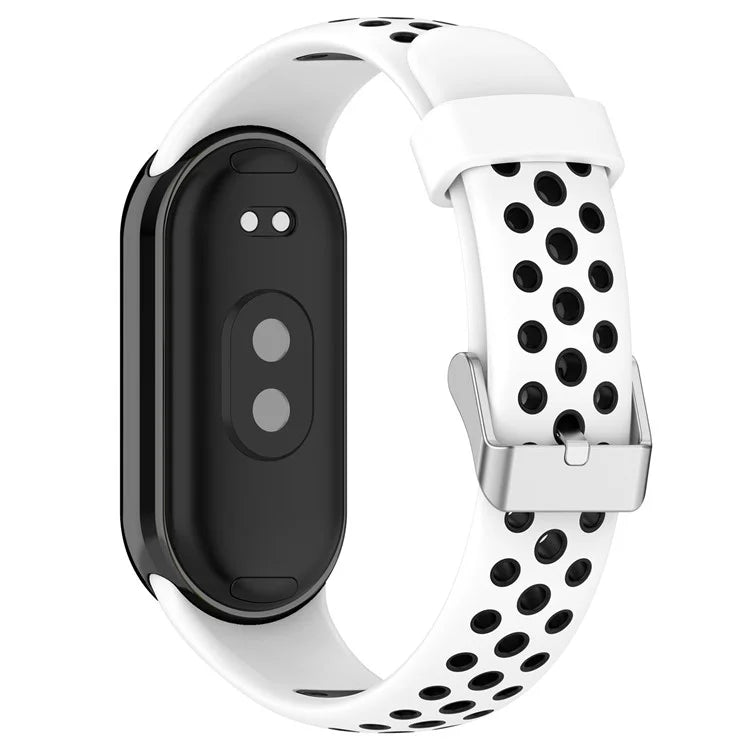 For Xiaomi Smart Band 8 Watch Straps Dual-Colors Silicone Band with Stainless Steel Connector