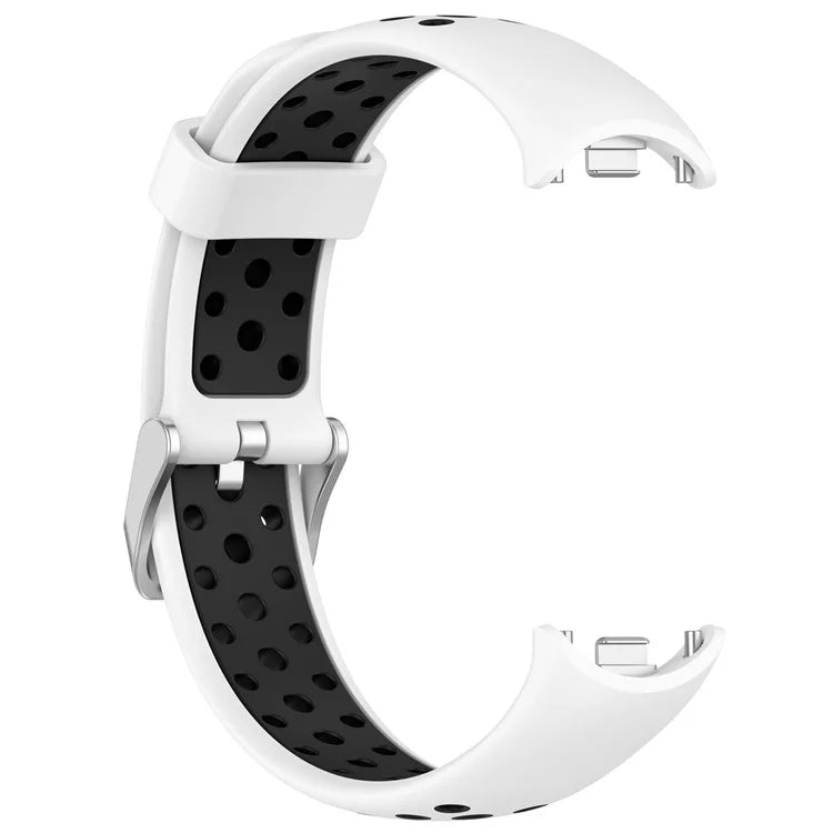 For Xiaomi Smart Band 8 Watch Straps Dual-Colors Silicone Band with Stainless Steel Connector