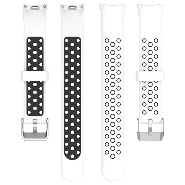 For Xiaomi Smart Band 8 Watch Straps Dual-Colors Silicone Band with Stainless Steel Connector