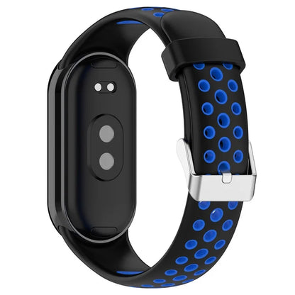 For Xiaomi Smart Band 8 Watch Straps Dual-Colors Silicone Band with Stainless Steel Connector