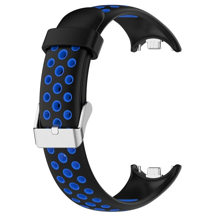For Xiaomi Smart Band 8 Watch Straps Dual-Colors Silicone Band with Stainless Steel Connector