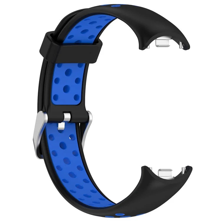 For Xiaomi Smart Band 8 Watch Straps Dual-Colors Silicone Band with Stainless Steel Connector
