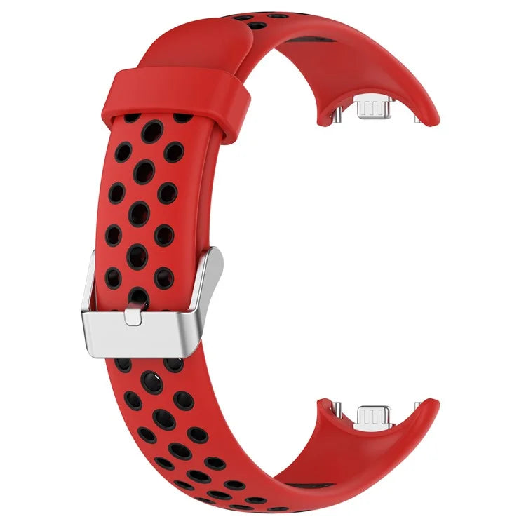 For Xiaomi Smart Band 8 Watch Straps Dual-Colors Silicone Band with Stainless Steel Connector