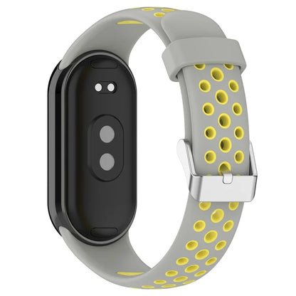For Xiaomi Smart Band 8 Watch Straps Dual-Colors Silicone Band with Stainless Steel Connector