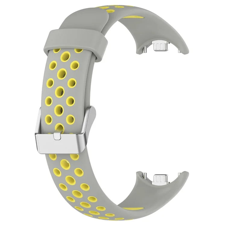 For Xiaomi Smart Band 8 Watch Straps Dual-Colors Silicone Band with Stainless Steel Connector