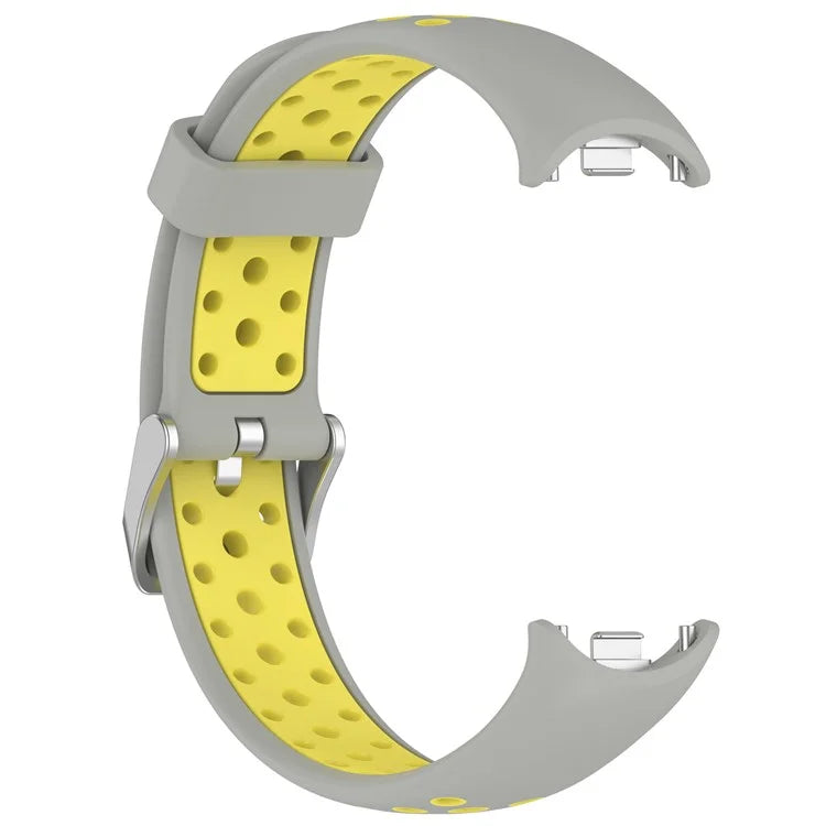 For Xiaomi Smart Band 8 Watch Straps Dual-Colors Silicone Band with Stainless Steel Connector