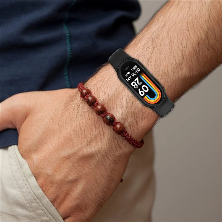 For Xiaomi Smart Band 8 Watch Straps Dual-Colors Silicone Band with Stainless Steel Connector