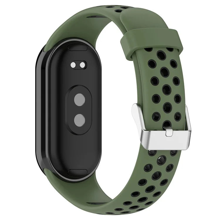 For Xiaomi Smart Band 8 Watch Straps Dual-Colors Silicone Band with Stainless Steel Connector