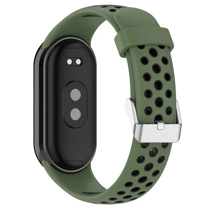 For Xiaomi Smart Band 8 Watch Straps Dual-Colors Silicone Band with Stainless Steel Connector