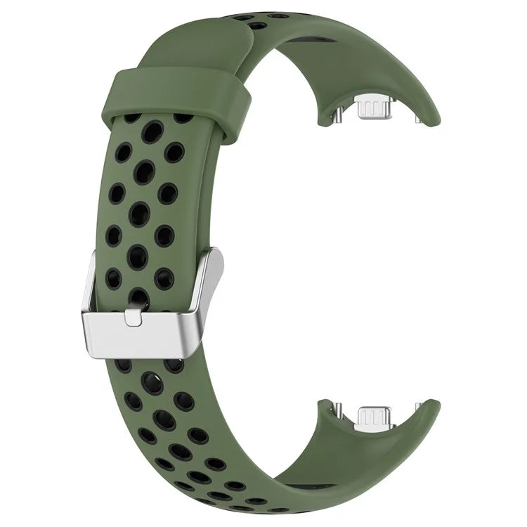 For Xiaomi Smart Band 8 Watch Straps Dual-Colors Silicone Band with Stainless Steel Connector