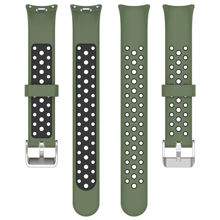 For Xiaomi Smart Band 8 Watch Straps Dual-Colors Silicone Band with Stainless Steel Connector