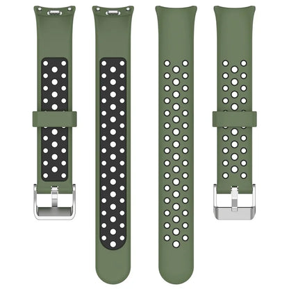 For Xiaomi Smart Band 8 Watch Straps Dual-Colors Silicone Band with Stainless Steel Connector