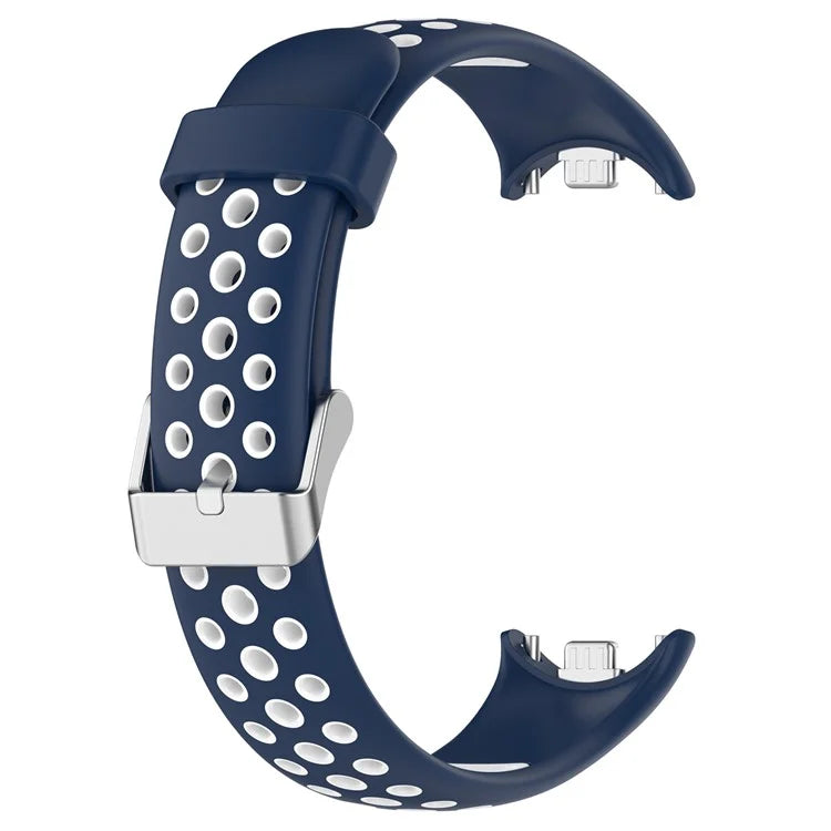 For Xiaomi Smart Band 8 Watch Straps Dual-Colors Silicone Band with Stainless Steel Connector