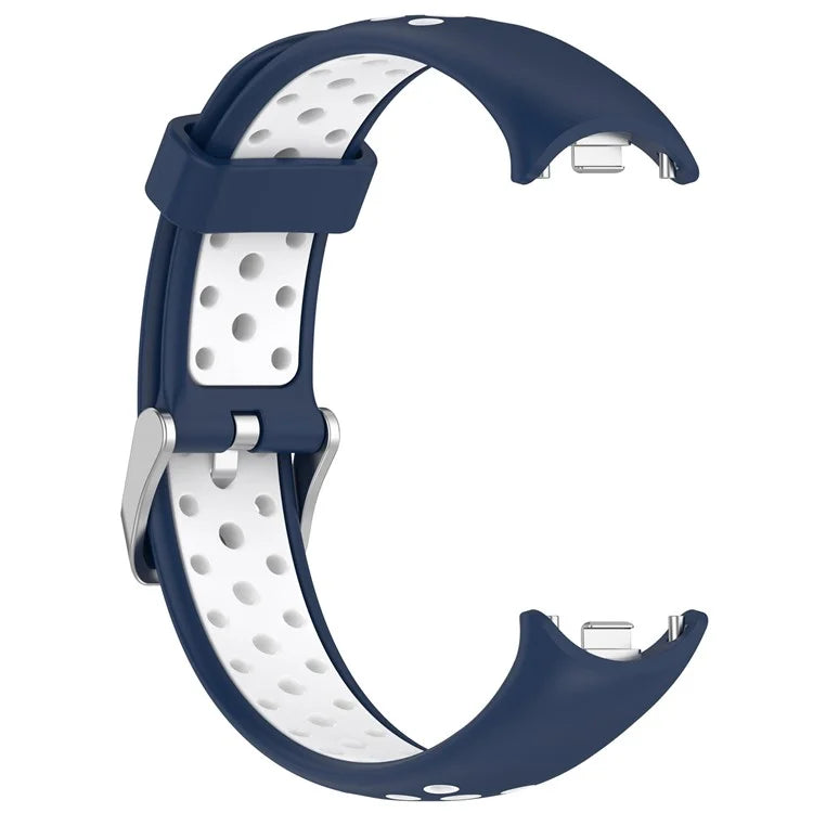 For Xiaomi Smart Band 8 Watch Straps Dual-Colors Silicone Band with Stainless Steel Connector