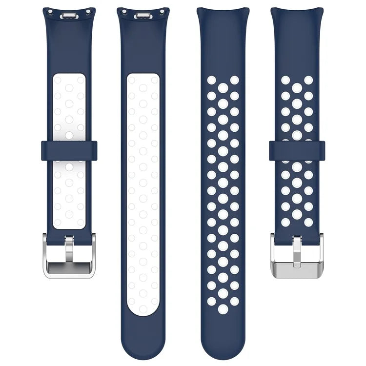 For Xiaomi Smart Band 8 Watch Straps Dual-Colors Silicone Band with Stainless Steel Connector