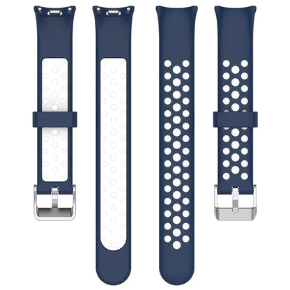 For Xiaomi Smart Band 8 Watch Straps Dual-Colors Silicone Band with Stainless Steel Connector