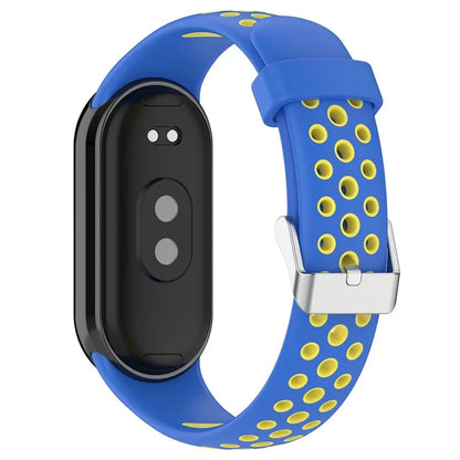 For Xiaomi Smart Band 8 Watch Straps Dual-Colors Silicone Band with Stainless Steel Connector