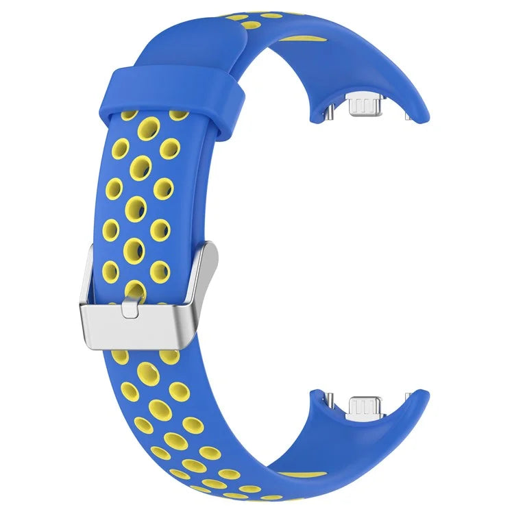 For Xiaomi Smart Band 8 Watch Straps Dual-Colors Silicone Band with Stainless Steel Connector