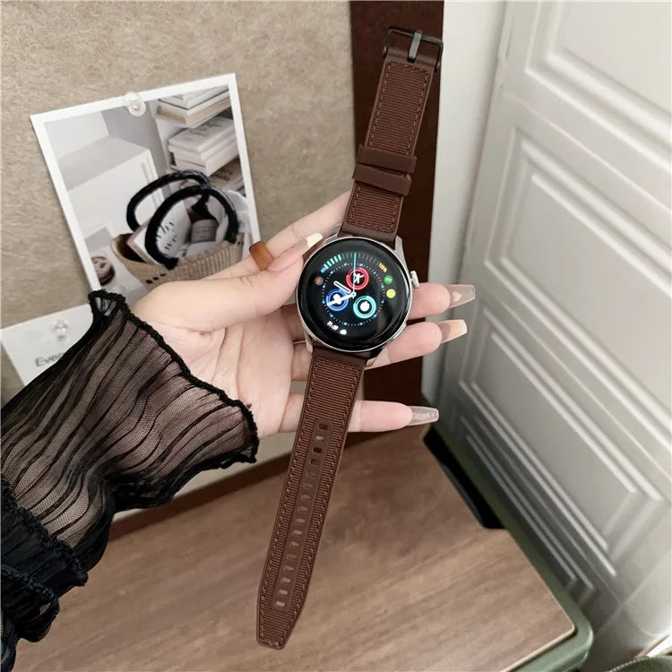 For Samsung Galaxy Watch3 45mm / Huawei Watch GT 4 46mm Band 22mm Woven Nylon+Silicone Watch Strap