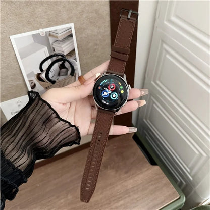 For Samsung Galaxy Watch3 45mm / Huawei Watch GT 4 46mm Band 22mm Woven Nylon+Silicone Watch Strap