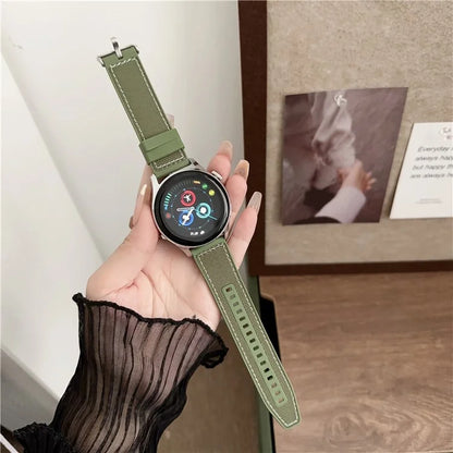 For Samsung Galaxy Watch3 45mm / Huawei Watch GT 4 46mm Band 22mm Woven Nylon+Silicone Watch Strap