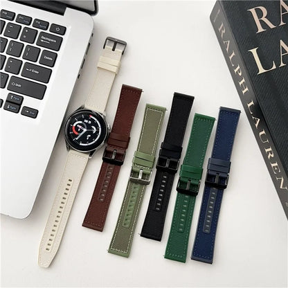For Samsung Galaxy Watch3 45mm / Huawei Watch GT 4 46mm Band 22mm Woven Nylon+Silicone Watch Strap