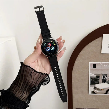 For Samsung Galaxy Watch3 45mm / Huawei Watch GT 4 46mm Band 22mm Woven Nylon+Silicone Watch Strap