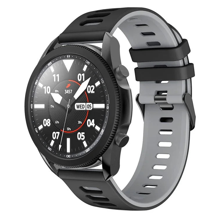 For Samsung Galaxy Watch6 Classic 47mm 43mm / GarminActive 5 Silicone Band 20mm Dual Color Watch Strap