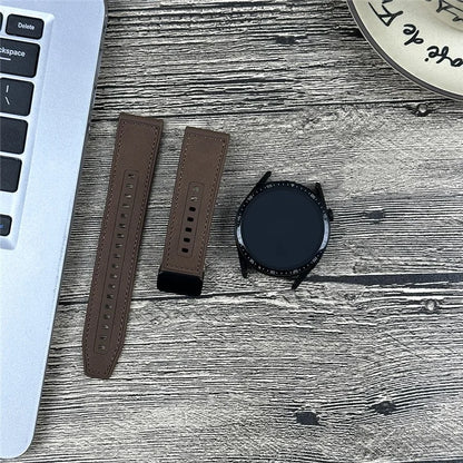 Universal 22mm PU Leather+Silicone Watch Band Replacement with Magnetic Folding Buckle