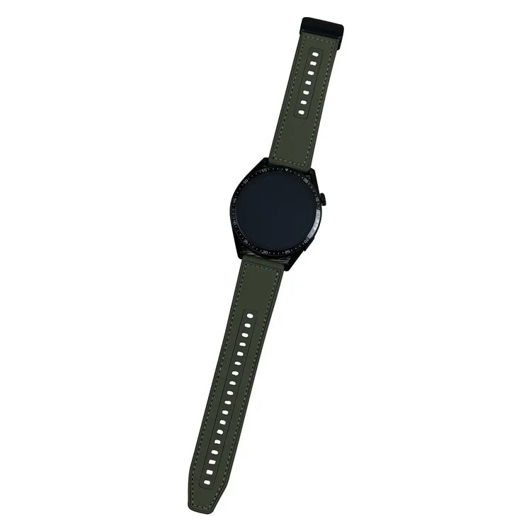 Universal 22mm PU Leather+Silicone Watch Band Replacement with Magnetic Folding Buckle