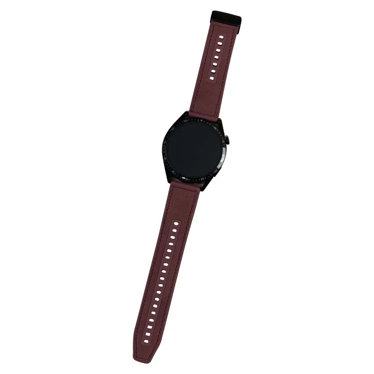Universal 22mm PU Leather+Silicone Watch Band Replacement with Magnetic Folding Buckle