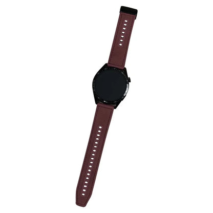 Universal 22mm PU Leather+Silicone Watch Band Replacement with Magnetic Folding Buckle
