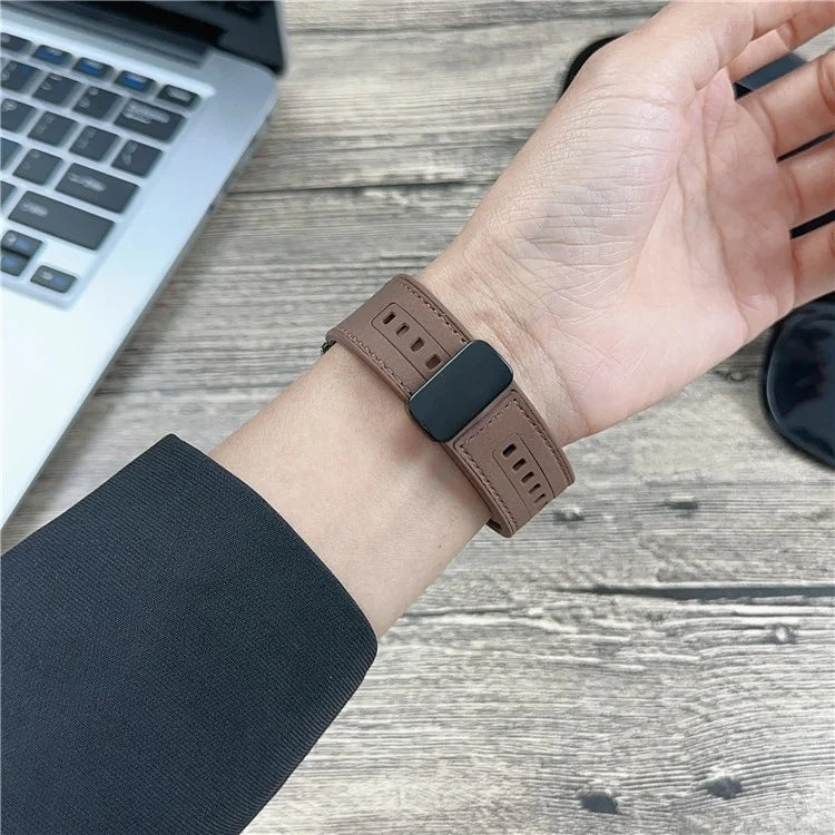 Universal 22mm PU Leather+Silicone Watch Band Replacement with Magnetic Folding Buckle