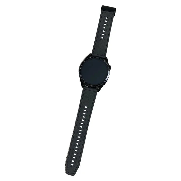 Universal 22mm PU Leather+Silicone Watch Band Replacement with Magnetic Folding Buckle