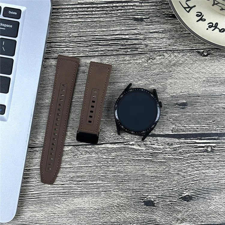Universal 22mm PU Leather+Silicone Watch Band Replacement with Magnetic Folding Buckle