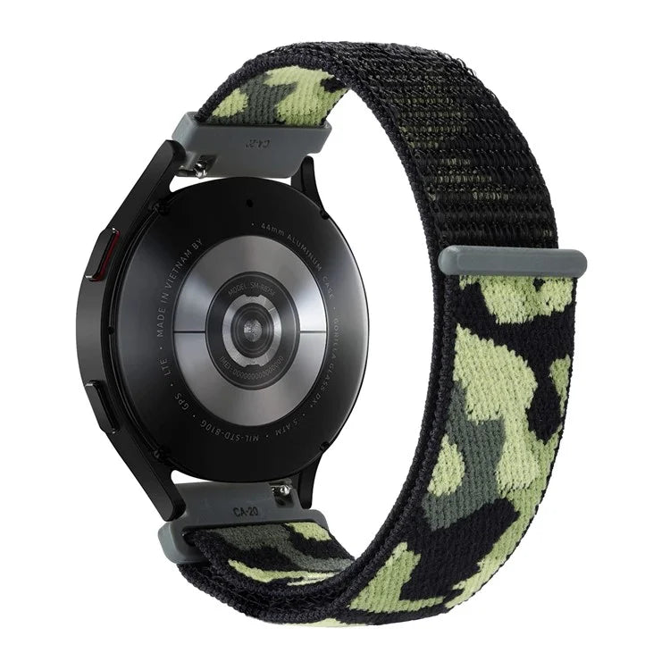 For Samsung Galaxy Watch3 45mm / Garmin Venu 3 Watch Band 22mm Nylon Loop Camouflage Strap