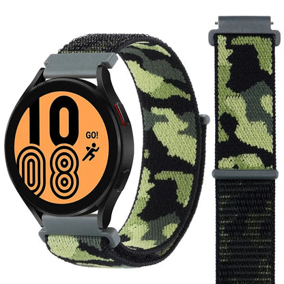 For Samsung Galaxy Watch3 45mm / Garmin Venu 3 Watch Band 22mm Nylon Loop Camouflage Strap