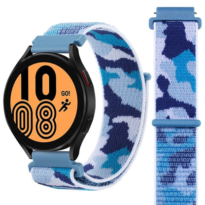 For Samsung Galaxy Watch3 45mm / Garmin Venu 3 Watch Band 22mm Nylon Loop Camouflage Strap