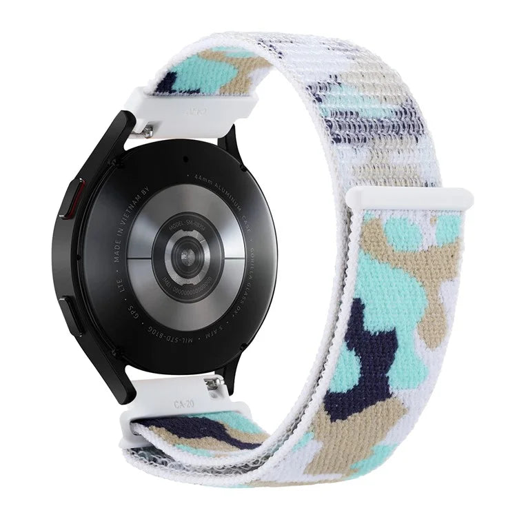 For Samsung Galaxy Watch3 45mm / Garmin Venu 3 Watch Band 22mm Nylon Loop Camouflage Strap
