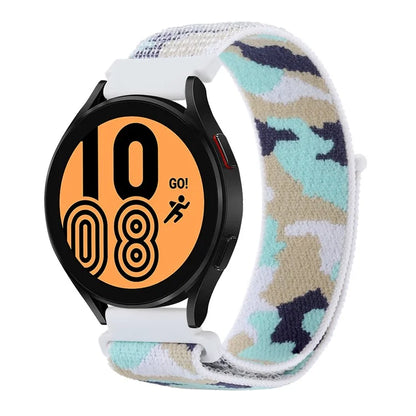 For Samsung Galaxy Watch3 45mm / Garmin Venu 3 Watch Band 22mm Nylon Loop Camouflage Strap