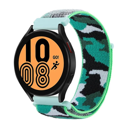 For Samsung Galaxy Watch3 45mm / Garmin Venu 3 Watch Band 22mm Nylon Loop Camouflage Strap