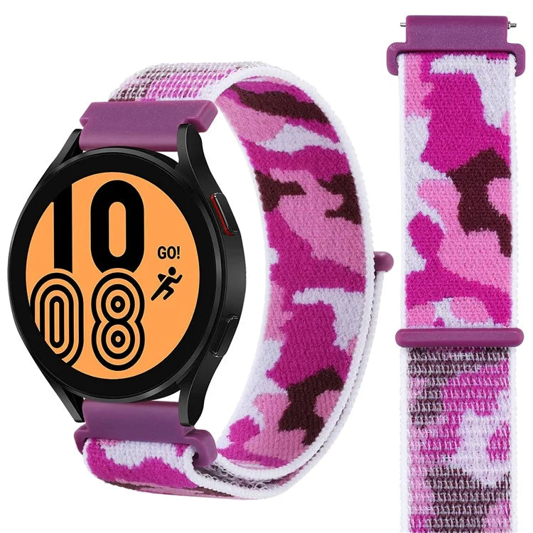 For Samsung Galaxy Watch3 45mm / Garmin Venu 3 Watch Band 22mm Nylon Loop Camouflage Strap