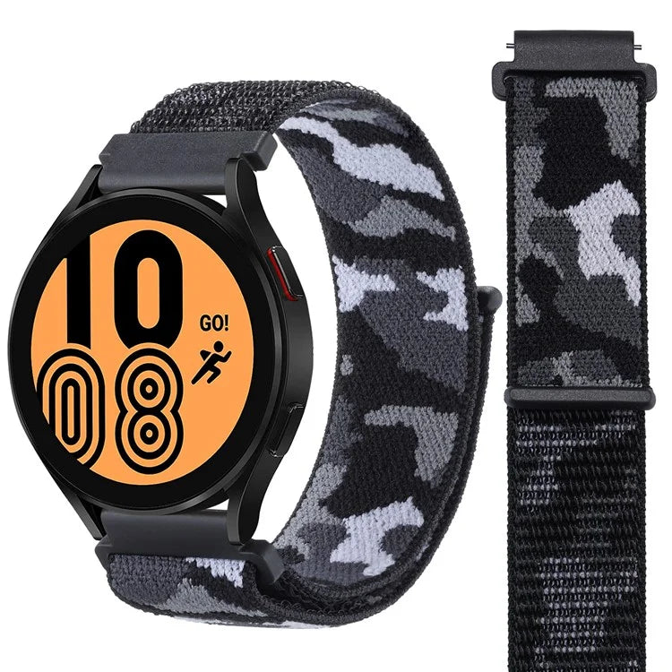 For Samsung Galaxy Watch6 Classic 47mm 43mm / GarminActive 5 Nylon Watch Strap 20mm Camouflage Wrist Band