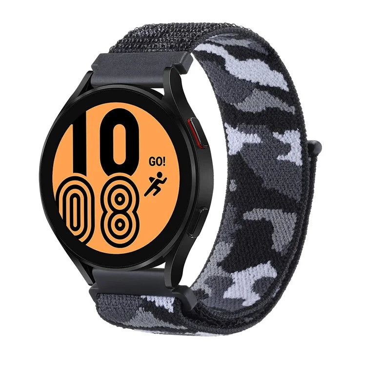For Samsung Galaxy Watch6 Classic 47mm 43mm / GarminActive 5 Nylon Watch Strap 20mm Camouflage Wrist Band