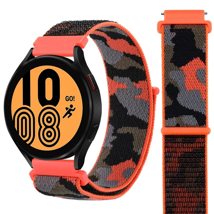 For Samsung Galaxy Watch6 Classic 47mm 43mm / GarminActive 5 Nylon Watch Strap 20mm Camouflage Wrist Band
