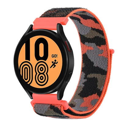 For Samsung Galaxy Watch6 Classic 47mm 43mm / GarminActive 5 Nylon Watch Strap 20mm Camouflage Wrist Band