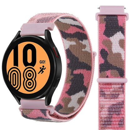 For Samsung Galaxy Watch6 Classic 47mm 43mm / GarminActive 5 Nylon Watch Strap 20mm Camouflage Wrist Band